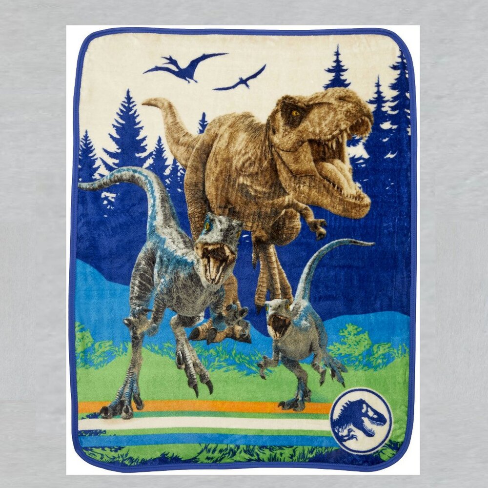 Jurassic World Kids Silky Soft Plush Throw Blanket measures 40 x 50 inches